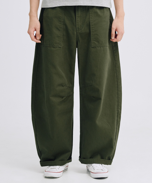 Хлопковые брюки-бочонки карго (Khaki)