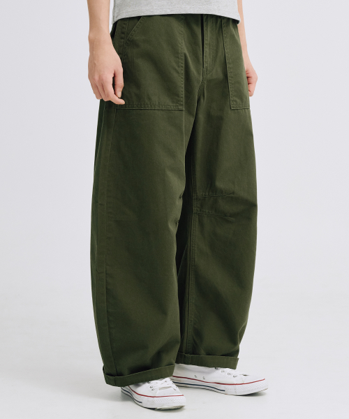 Хлопковые брюки-бочонки карго (Khaki)