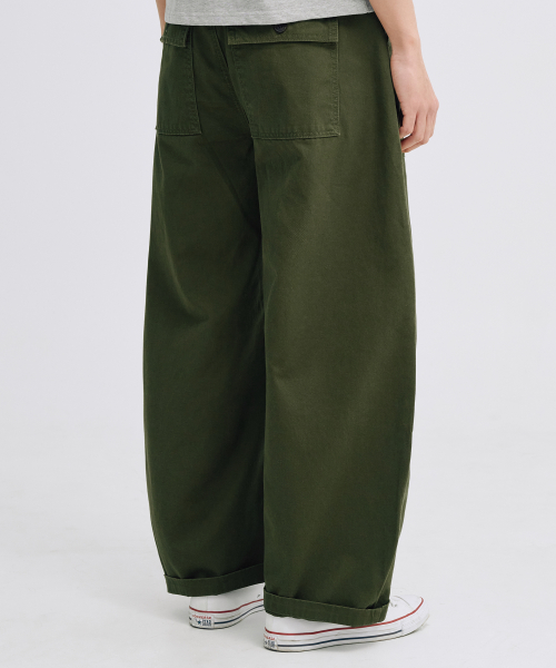 Хлопковые брюки-бочонки карго (Khaki)