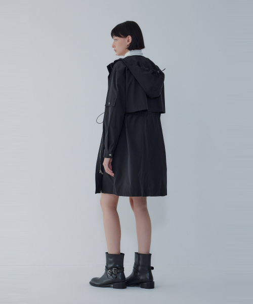 Куртка миди с капюшоном и жилетом_Black 7156120003