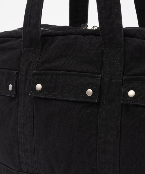 Vintage Flap Pocket Duffle Bag [Washed Black]
