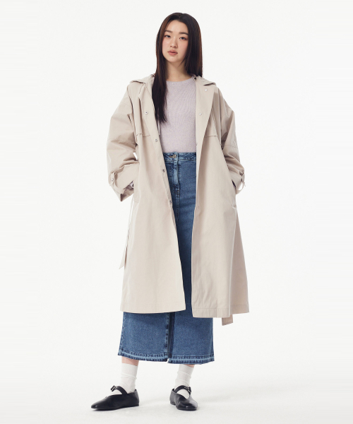 Пальто с капюшоном и поясом Light Beige 7215116201