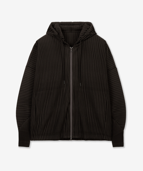 Yoyogi Pleats Hooded Zip-Up (Brown) TNJU6E107W2
