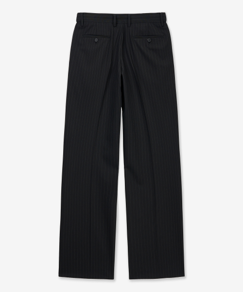 Pin Stripe Wide Straight Fit Pants (Black) TNPA6E105BK