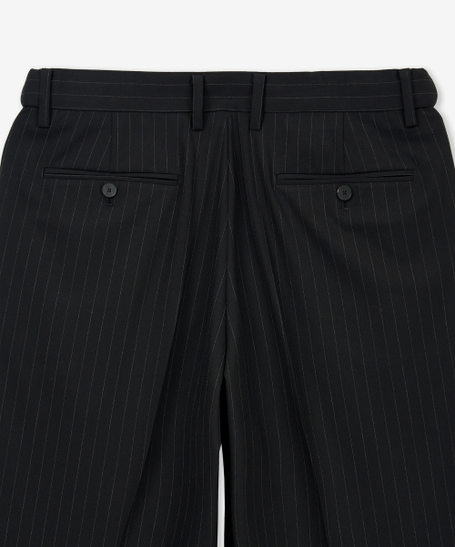 Pin Stripe Wide Straight Fit Pants (Black) TNPA6E105BK