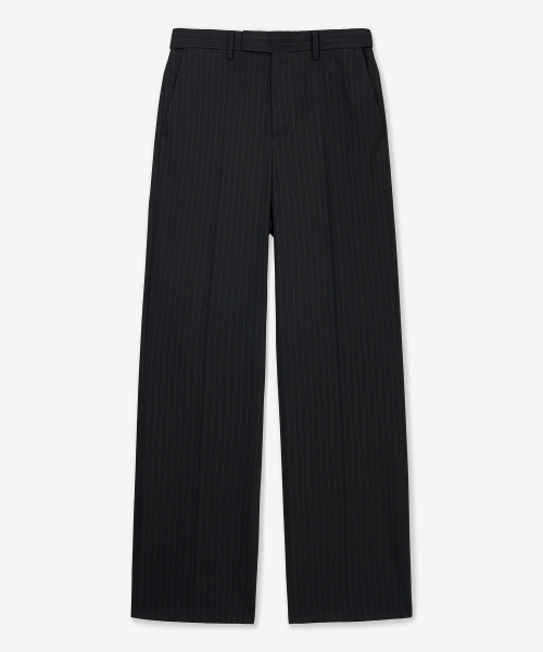 Pin Stripe Wide Straight Fit Pants (Black) TNPA6E105BK