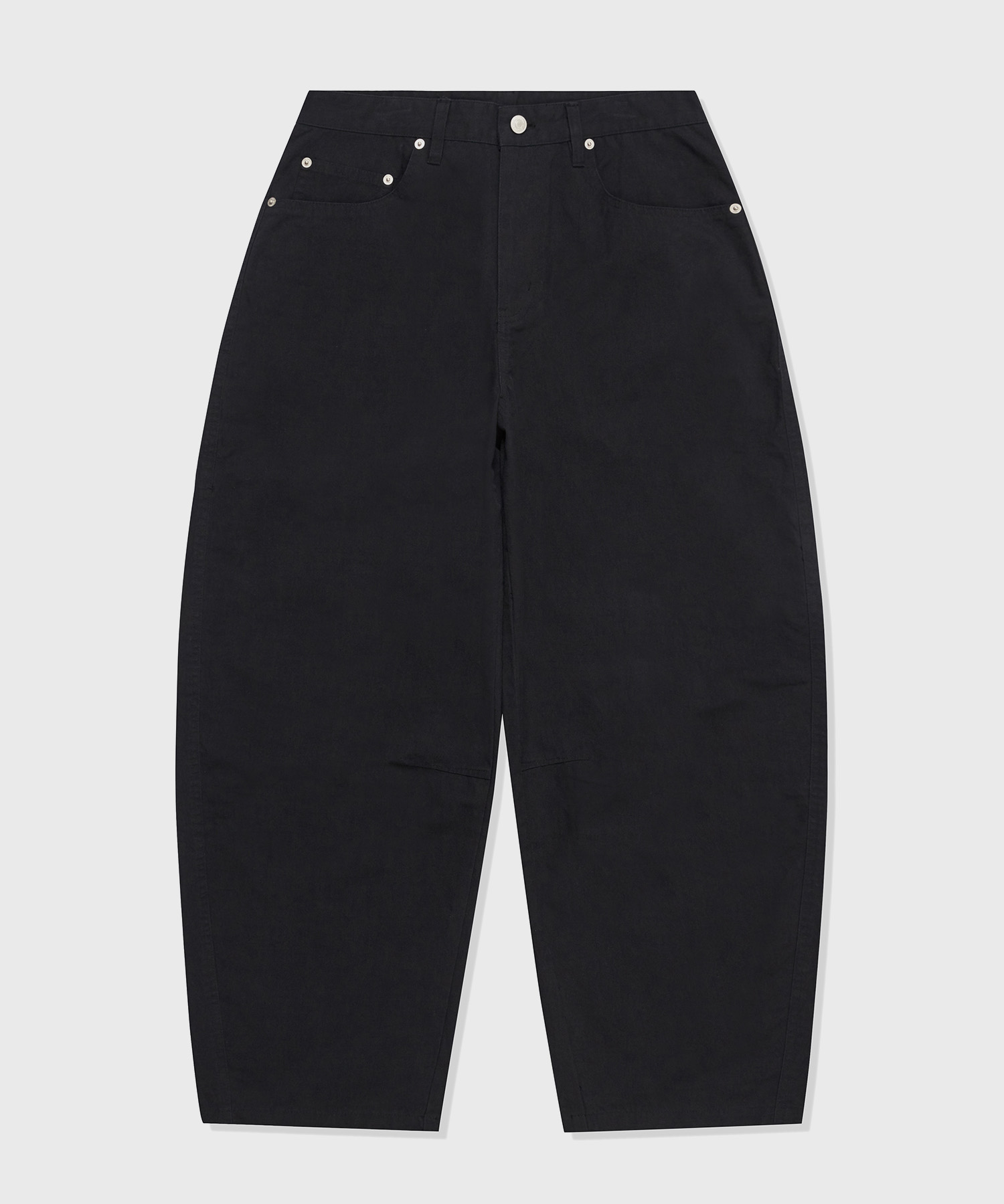 Curved Wide Cotton Pants_Black