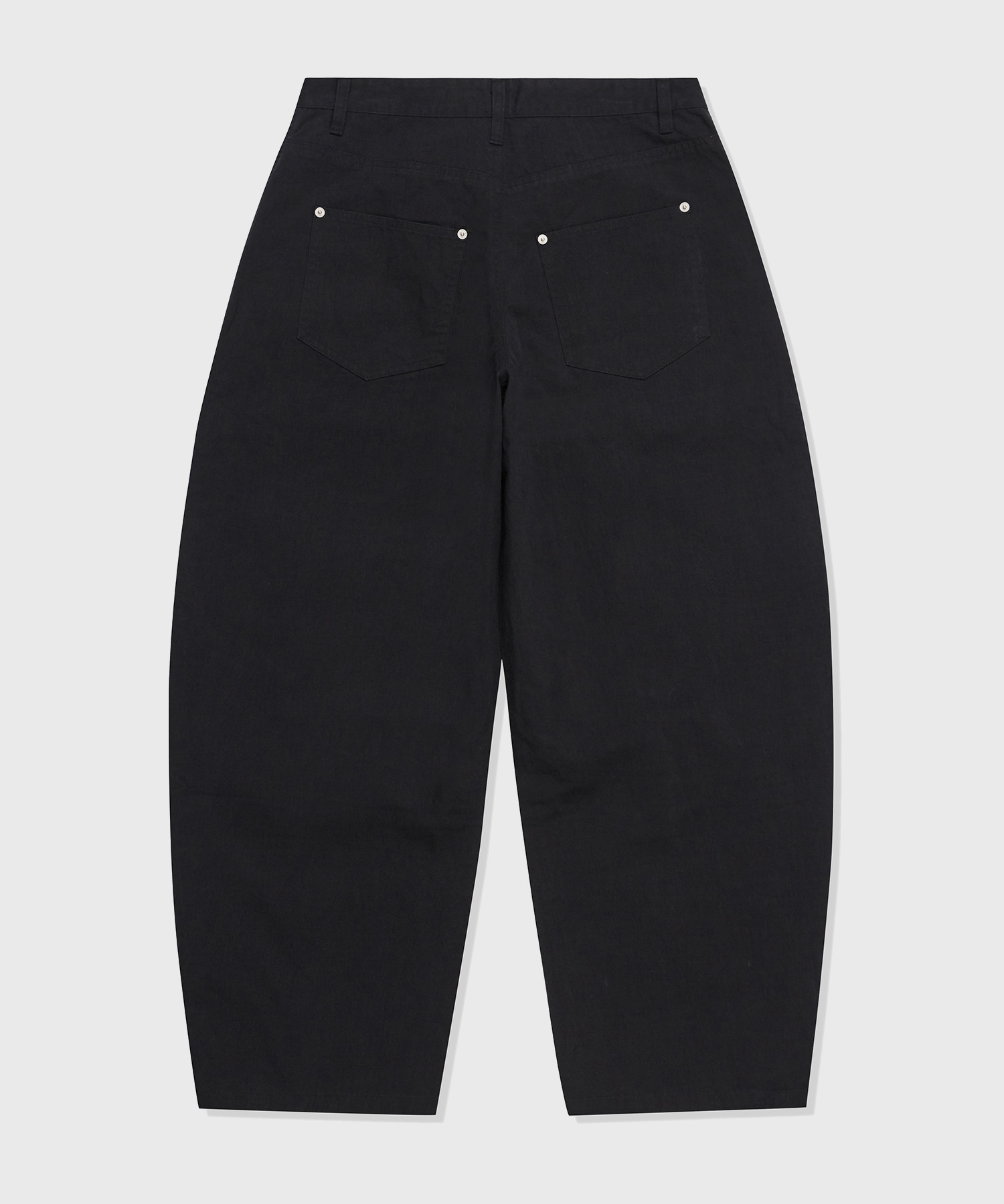 Curved Wide Cotton Pants_Black