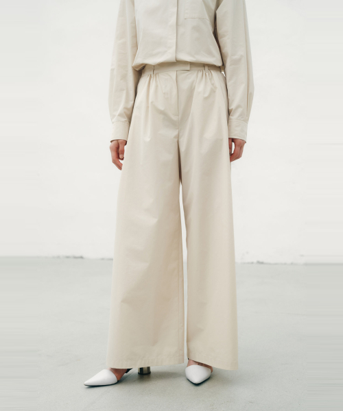 Широкие брюки со складками Light Beige 7215330702