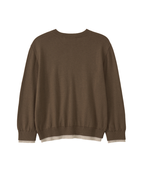 Базовый многослойный вязаный кардиган с коротким рукавом-Brown