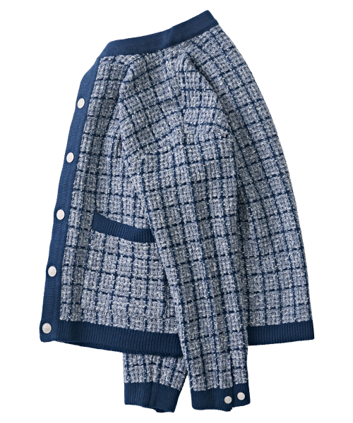 Твидовый минималистичный кардиган (Blue)