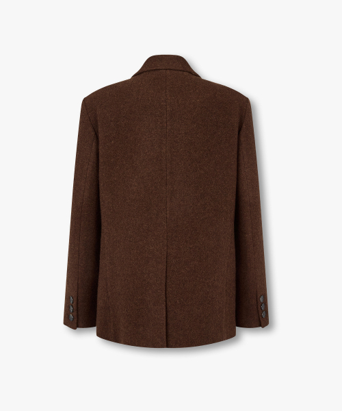 Однобортный шерстяной букле жакет Brown 7215410905