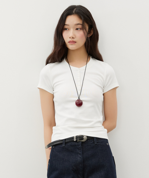 COMFORT HENLEY-NECK SHORT-SLEEVE T-SHIRT_8COLORS