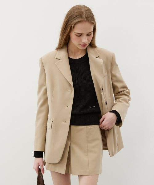 Однобортный блейзер на пуговицах_BEIGE