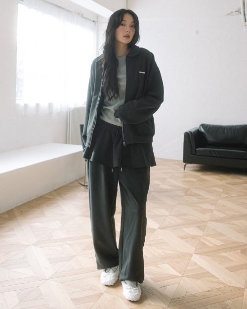 WP ROUND COLLAR ZIP UP JACKET(CHARCOAL)