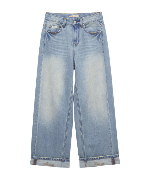 Джинсы с подворотами hollow, light blue