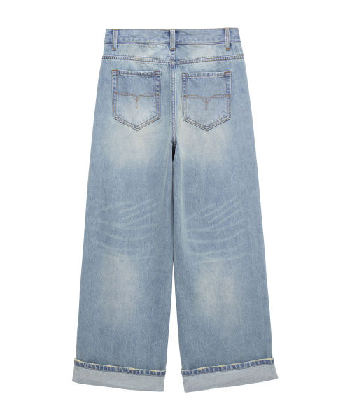 Джинсы с подворотами hollow, light blue
