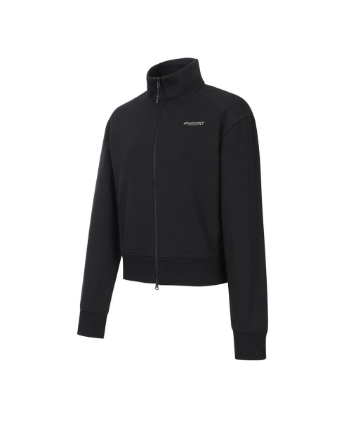 Женская трикотажная куртка-олимпийка с высоким горлом (BLACK)