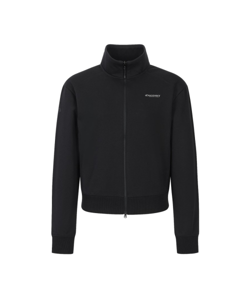 Женская трикотажная куртка-олимпийка с высоким горлом (BLACK)