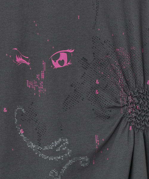 Scattered Ruched Top [Charcoal]