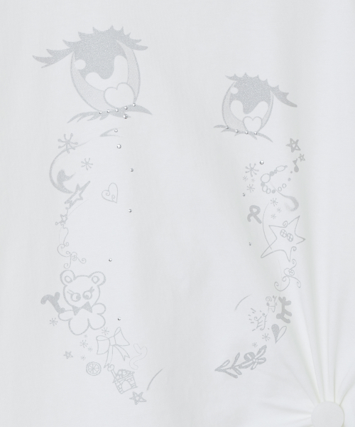 Cry Eyes Half Sleeve Top [White]