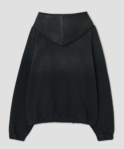 Hotfix Washed Raglan Zip Hoodie [Black]