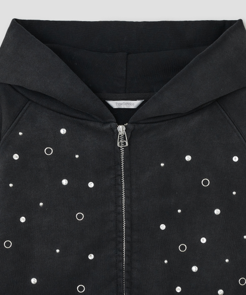 Hotfix Washed Raglan Zip Hoodie [Black]