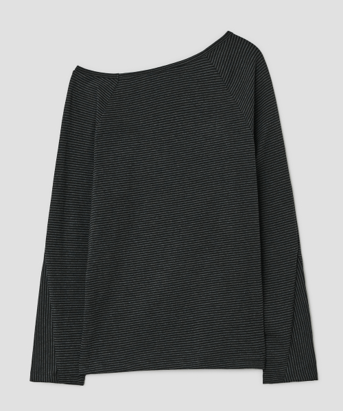 Striped Seam Button Top [Black]