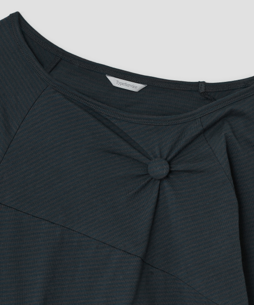 Striped Seam Button Top [Blue]