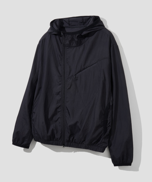 ветровка с косой молнией и капюшоном [Black]
