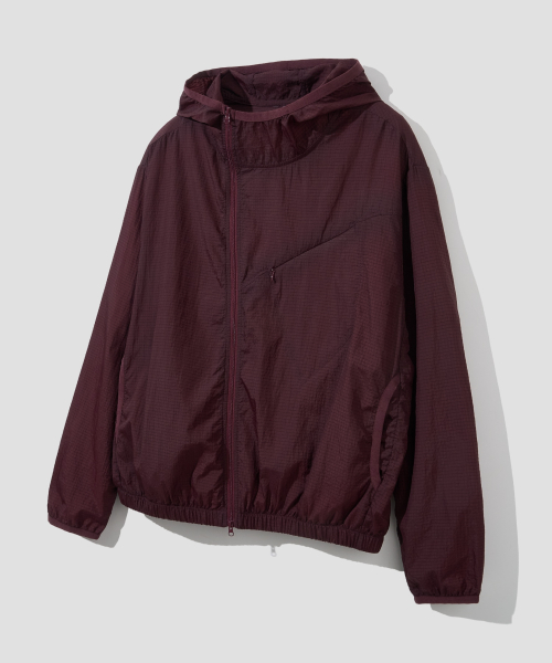 Ветровка с косой молнией и капюшоном [Burgundy]
