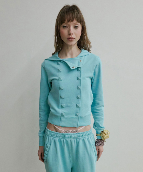 Napoleon Stud Hoodie Acid Blue