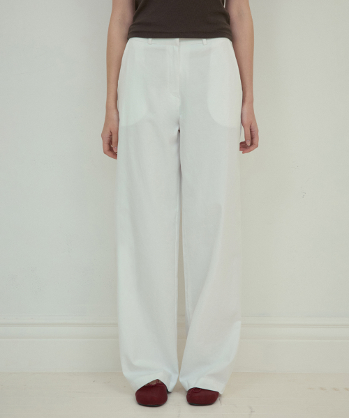 Mono basic straight cotton pants_White(O25-PT02)