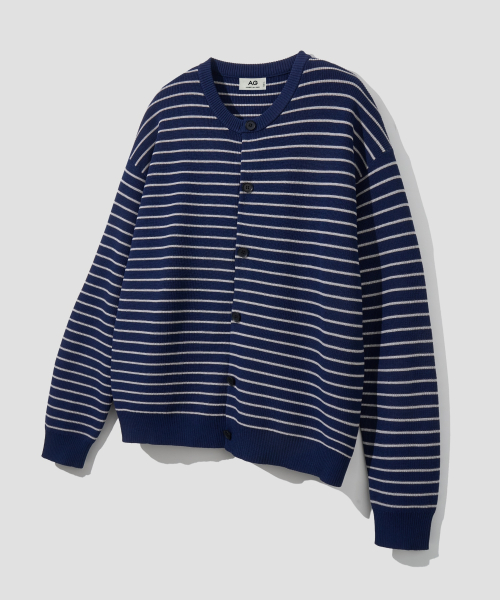 Полосатый вязаный кардиган [Navy]