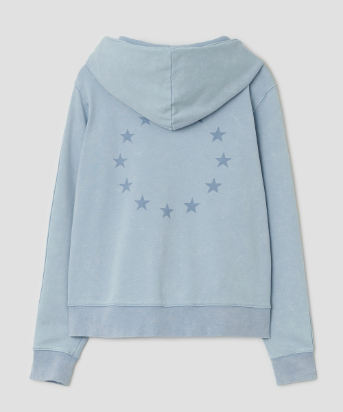 Washed Rhinestone Zip Hoodie [Blue]