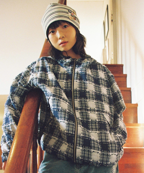 HOODED CHECK WIND BREAKER MULTI(CV2GSUB960A)