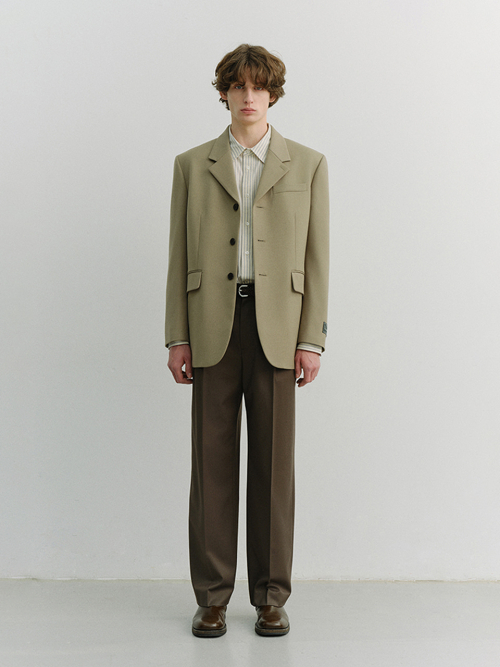 3 BUTTON WOOL BLAZER_UNISEX_UDJA6A103_KHAKI BEIGE