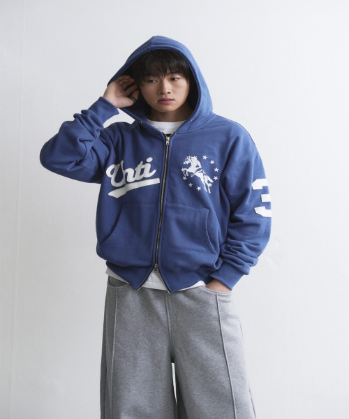 UNICORN VARSITY HOOD ZIP UP синий