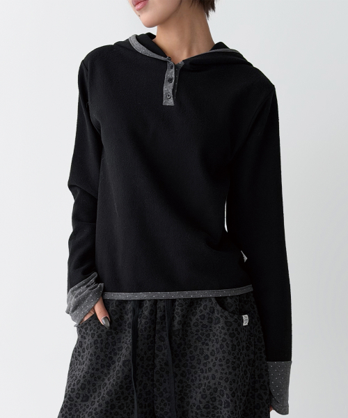 Худи-тройник в горошек Henley (Black)