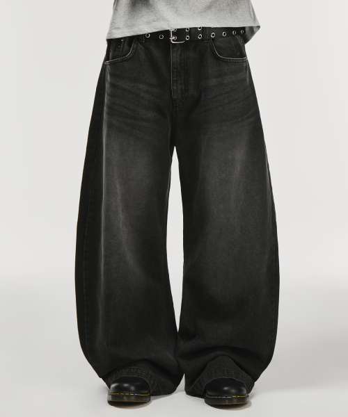 Вышитые джинсы Curved Washed (Black)