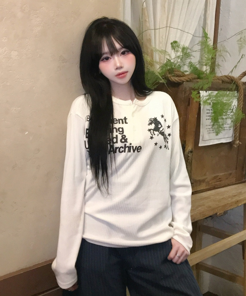UNICORN HENRY NECK LONG SLEEVE слоновая кость