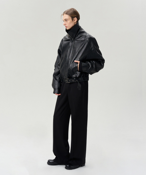 DOUBLE COLLAR BELTED HEM куртка чёрный