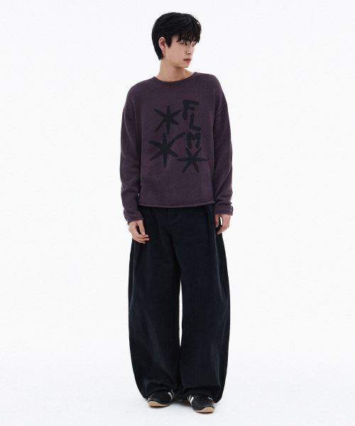 Вязаный пуловер с графикой FLM-Dark Purple