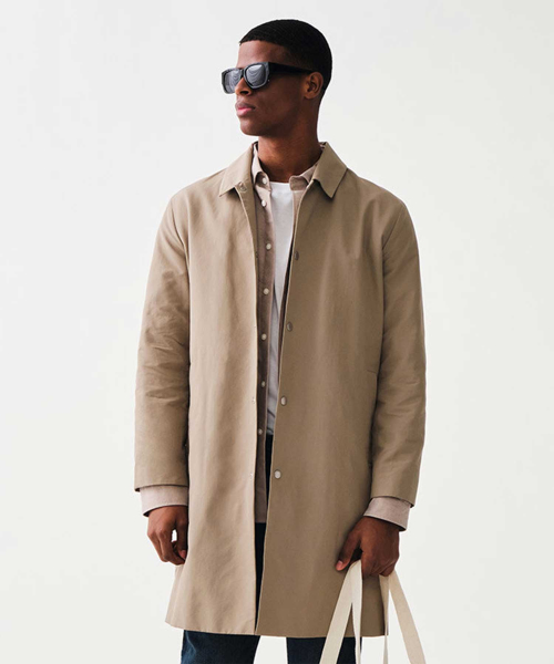 Хлопковый макинтош Essential Cotton Nylon Mac Coat Beige SCTUA02NSD