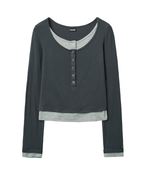 Henley Neck Layered футболка Charcoal