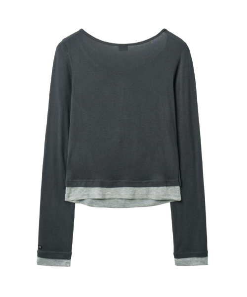 Henley Neck Layered футболка Charcoal