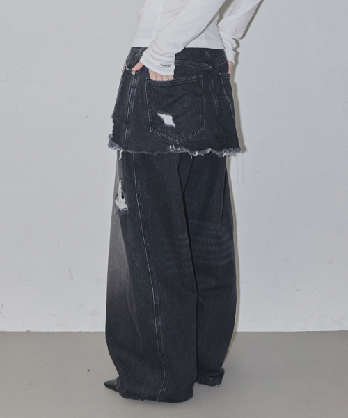 Layered Skirt джинсовый Pants чёрный
