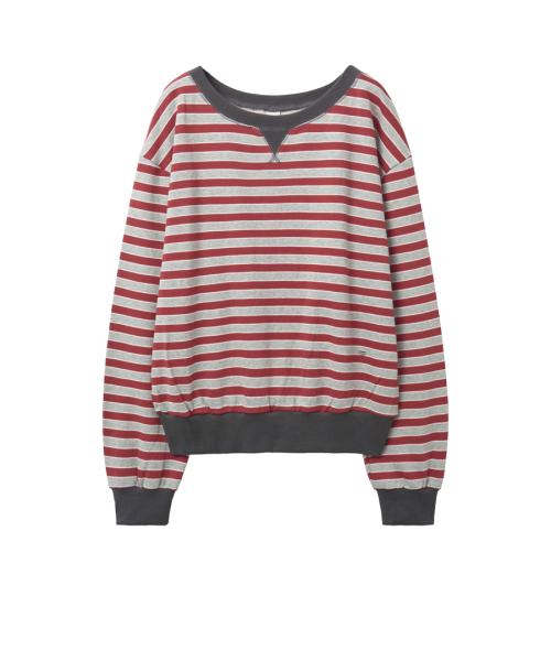 полосатый Off-Shoulder рубашка Red