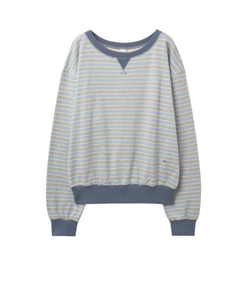 полосатый Off-Shoulder рубашка синий