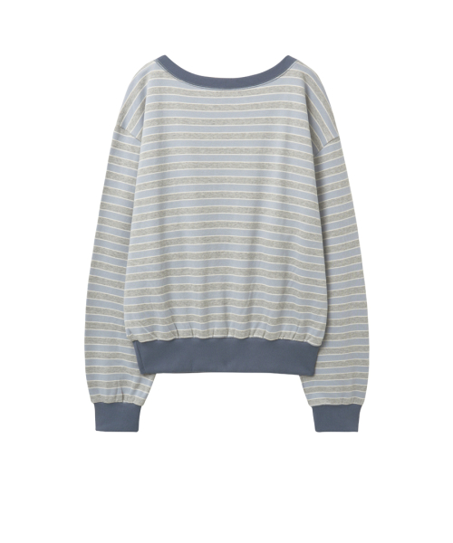 полосатый Off-Shoulder рубашка синий